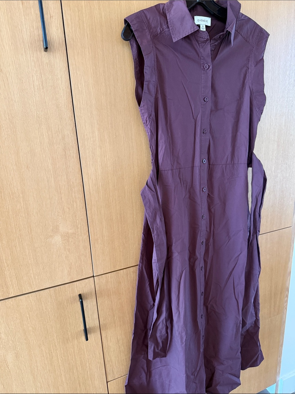 EVEREVE Perry Midi Button Down Collar Dress Color Dark Chocolate Size XSmall - Picture 9 of 13